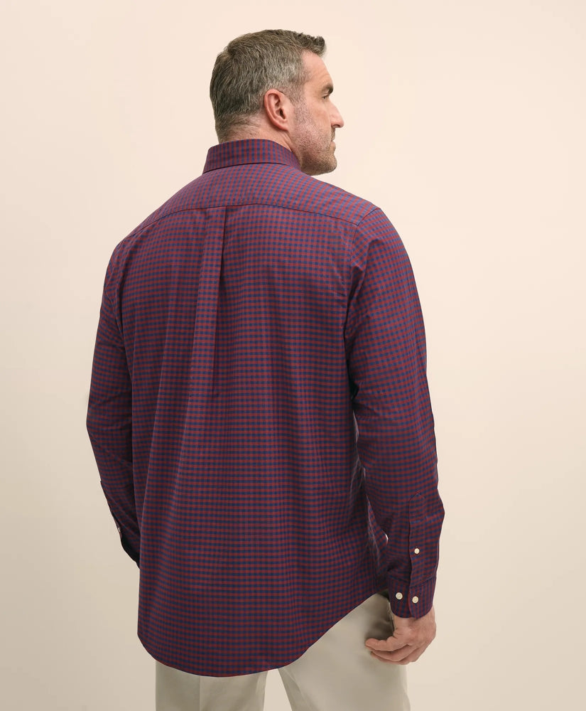 Big & Tall Stretch Cotton Non-Iron Oxford Polo Button Down Collar, Gingham Shirt | Brooks Brothers online