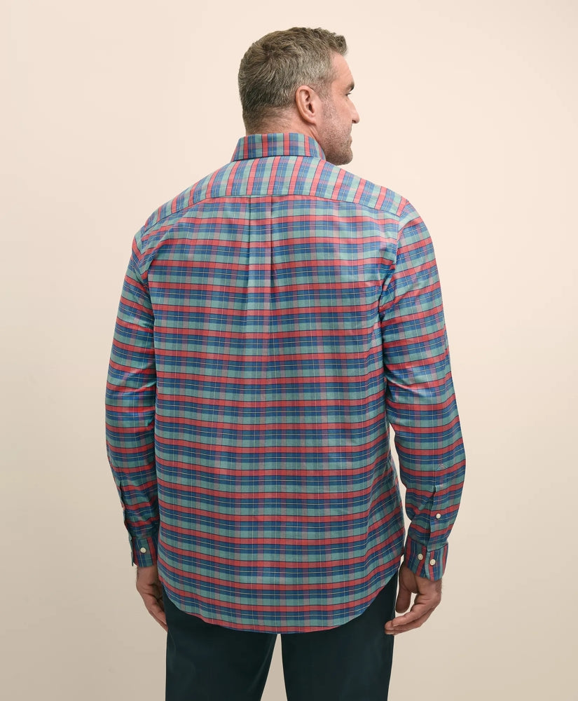 Big & Tall Stretch Cotton Non-Iron Oxford Polo Button Down Collar, Tartan Shirt | Brooks Brothers discount