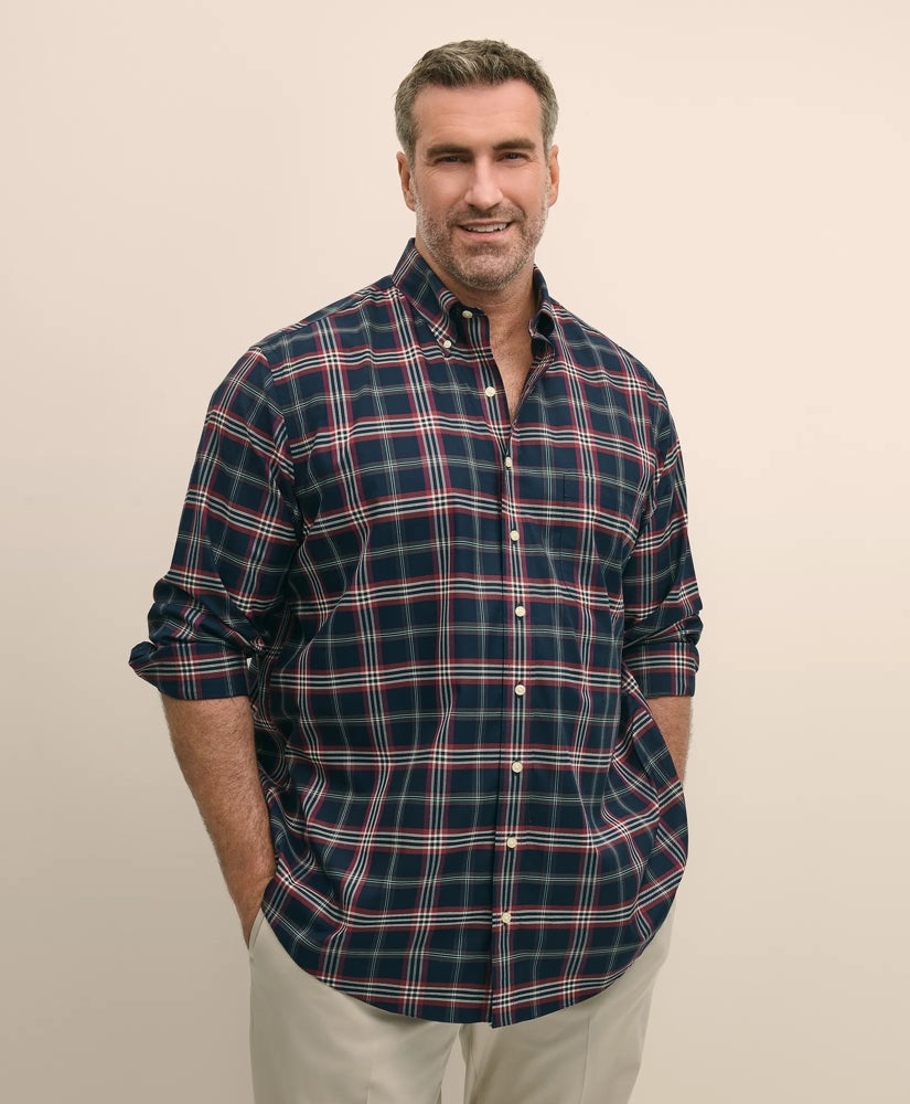 Big & Tall Stretch Supima® Cotton Non-Iron Twill Polo Button-Down Collar Tartan Shirt | Brooks Brothers for sale - US 3136