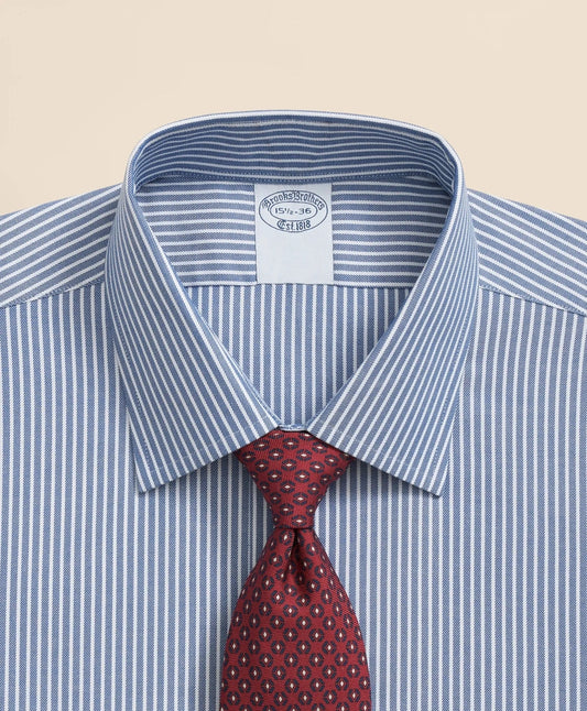 Brooks Brothers Explorer Collection Non-Iron Twill Ainley Collar Ground Stripe, Dress Shirt | Brooks Brothers on sale