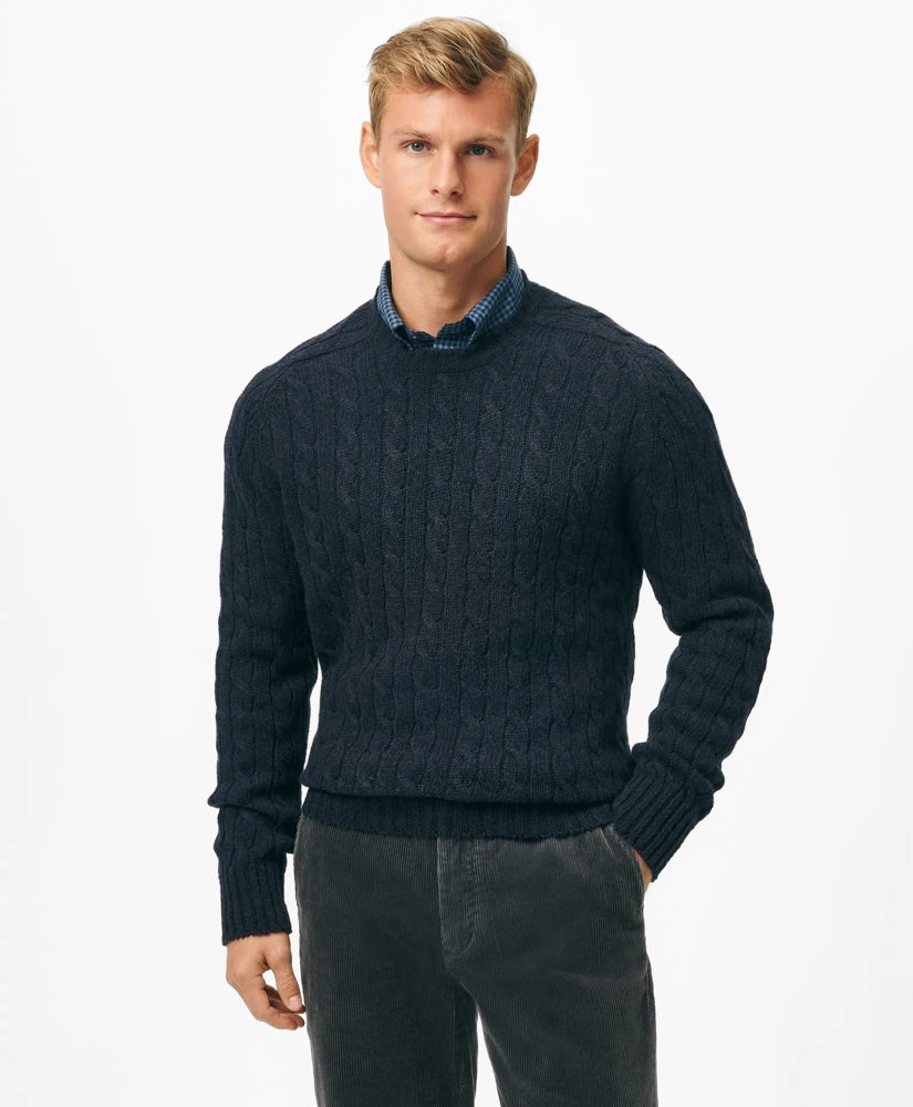 Cable Crewneck Sweater in Shetland Wool | Brooks Brothers on sale - US 5614