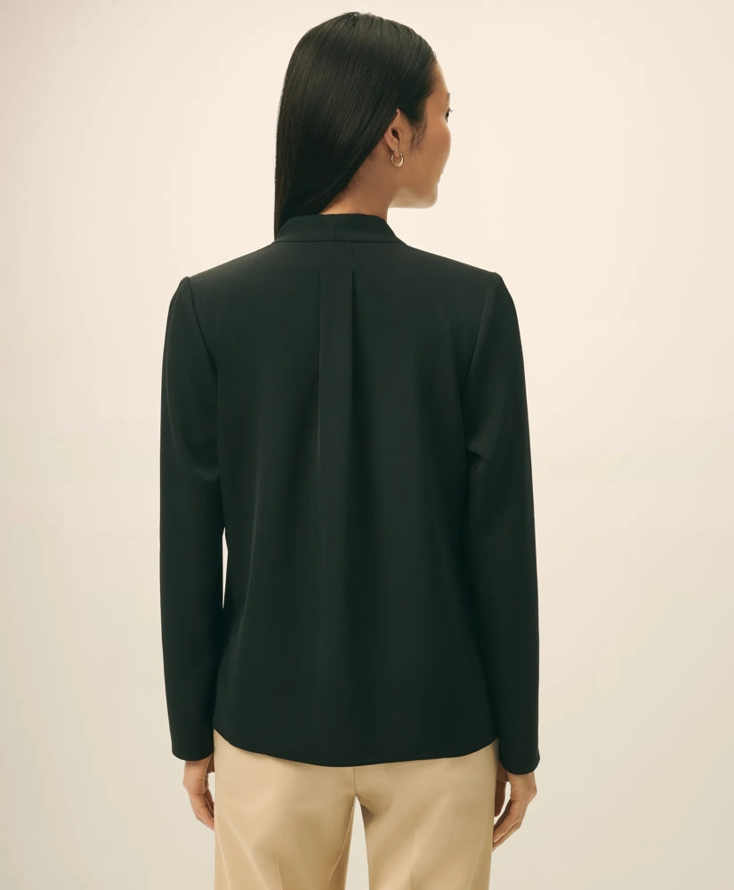 Concealed-Placket Blouse in Crepe | Brooks Brothers online shop