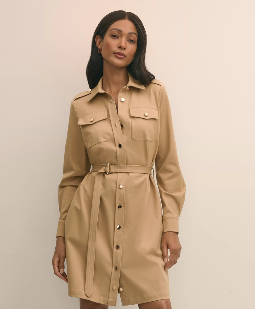 Cotton Blend Twill Belted Shirt Dress | Brooks Brothers on sale - US 4168