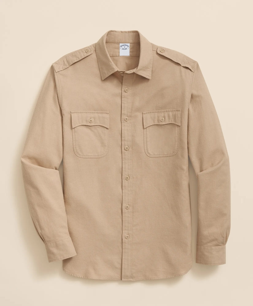 Cotton-Cashmere Flannel Military Sport Shirt | Brooks Brothers on sale - US 3170