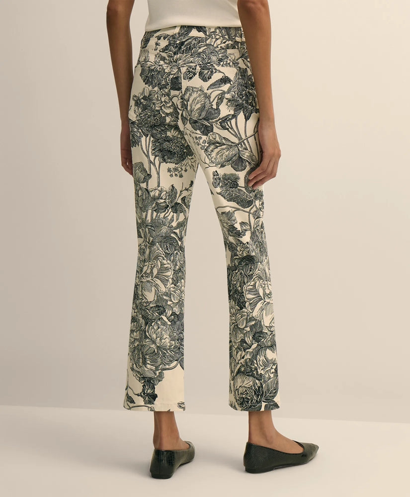 Cotton Floral Cropped Kick Flare Jeans | Brooks Brothers discount
