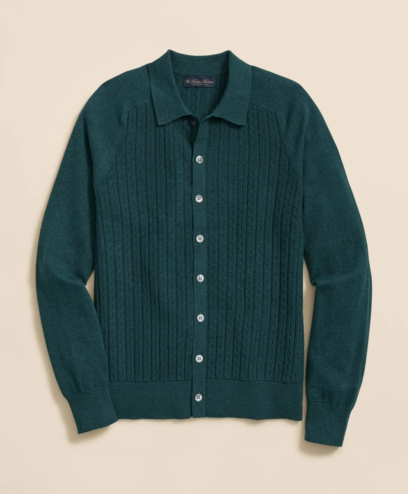 Cotton Mini-Cable Polo Cardigan | Brooks Brothers online - US 5169