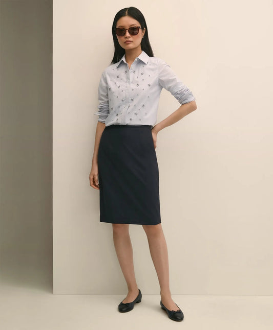 Cotton Poplin Pinstripe Embellished Shirt | Brooks Brothers discount
