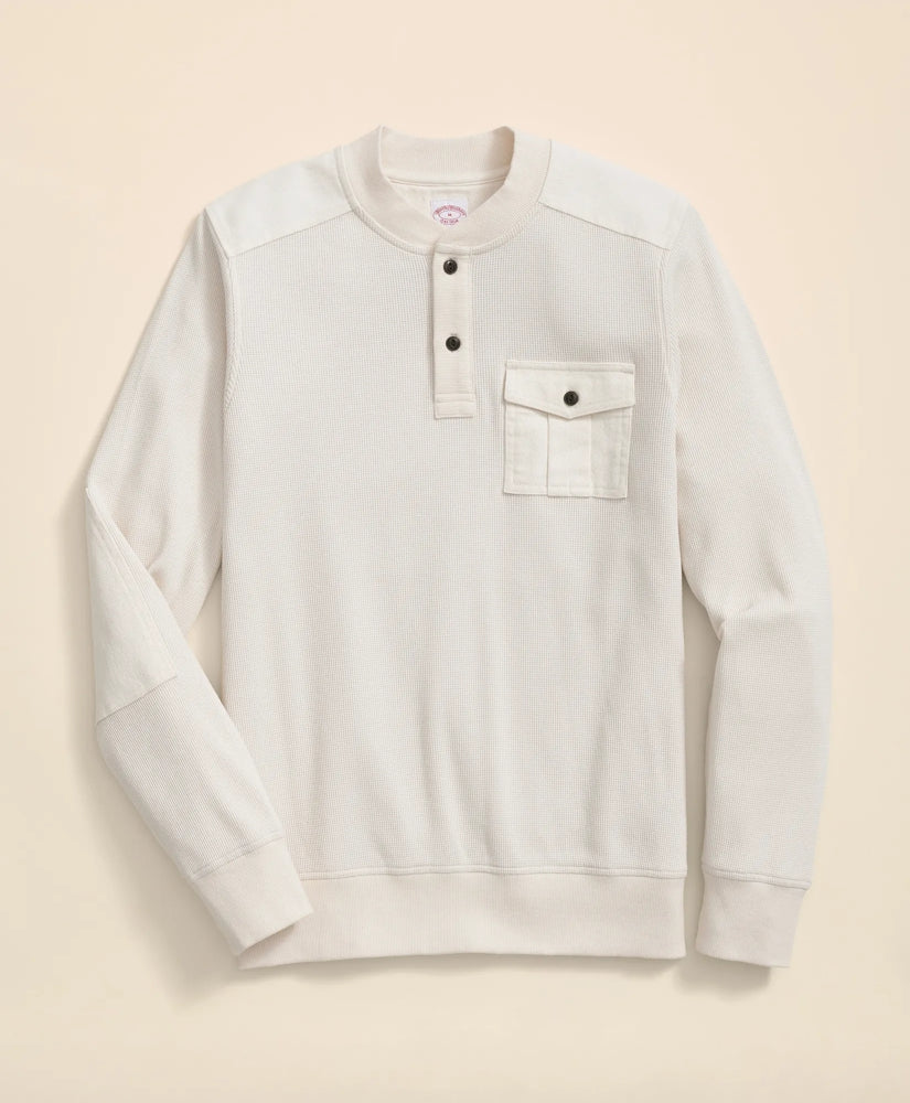 Cotton-Wool Blend Waffle Knit Henley | Brooks Brothers on sale - US 2160