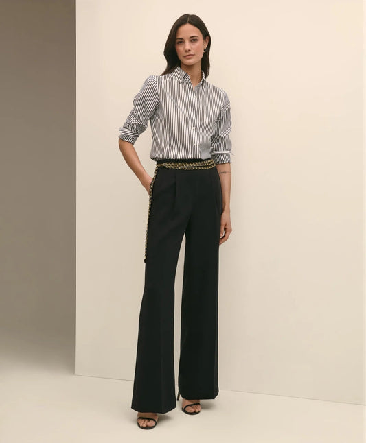 Easy Fit, Elastic Back Crepe Wide-Leg Pants | Brooks Brothers for sale
