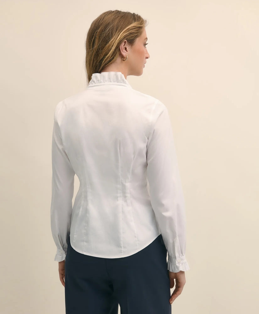 Fitted Non-Iron Stretch Supima® Cotton Ruffle Dress Shirt | Brooks Brothers online