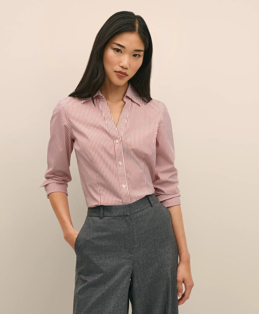 Fitted Non-Iron Stretch Supima® Cotton Striped Dress Shirt | Brooks Brothers on sale - US 9303