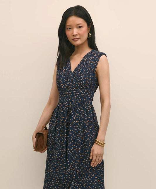 Georgette Crepe Abstract Print Faux-Wrap Dress | Brooks Brothers online