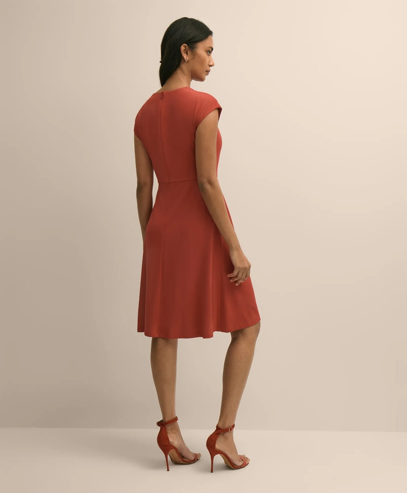 Jersey Cap-Sleeve Twisted-Detail Dress | Brooks Brothers online shop