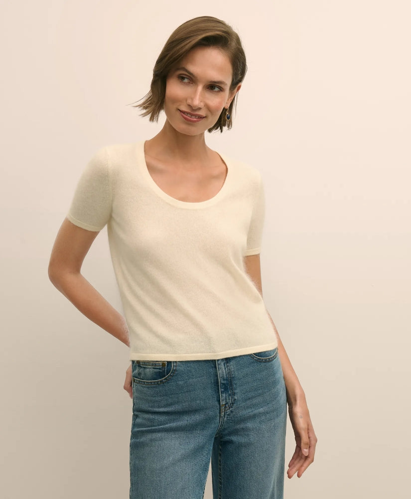 Wool-Cashmere Blend Brushed Short-Sleeve Sweater Shell | Brooks Brothers discount - US 5398
