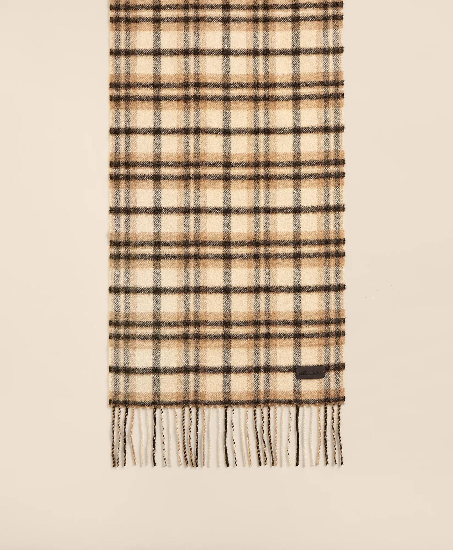 Plaid Camel Hair Windowpane Fringed Scarf | Brooks Brothers online shop