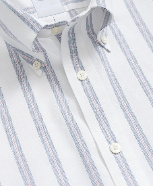 Stretch Cotton Non-Iron Oxford Polo Button Down Collar, Striped Short-Sleeve Shirt | Brooks Brothers cheap