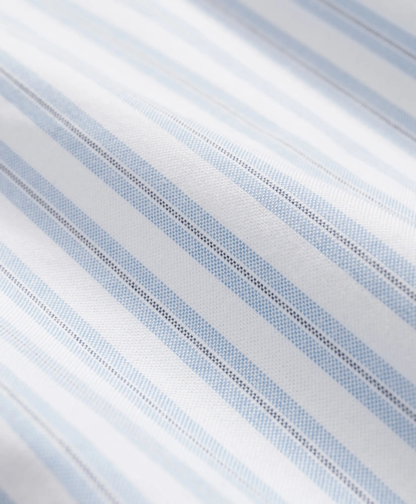 Stretch Cotton Non-Iron Oxford Polo Button Down Collar, Track Stripe Shirt | Brooks Brothers online shop