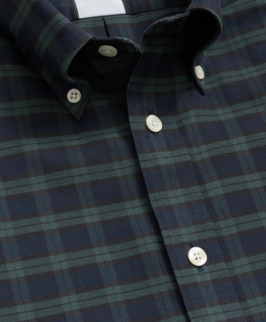 Stretch Non-Iron Oxford Button-Down Collar, Black Watch Shirt | Brooks Brothers online shop