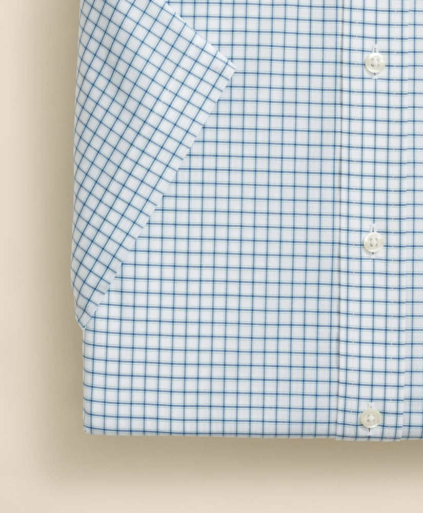 Stretch Supima® Cotton Non-Iron Broadcloth Ainsley Collar, Windowpane Short-Sleeve Dress Shirt | Brooks Brothers online