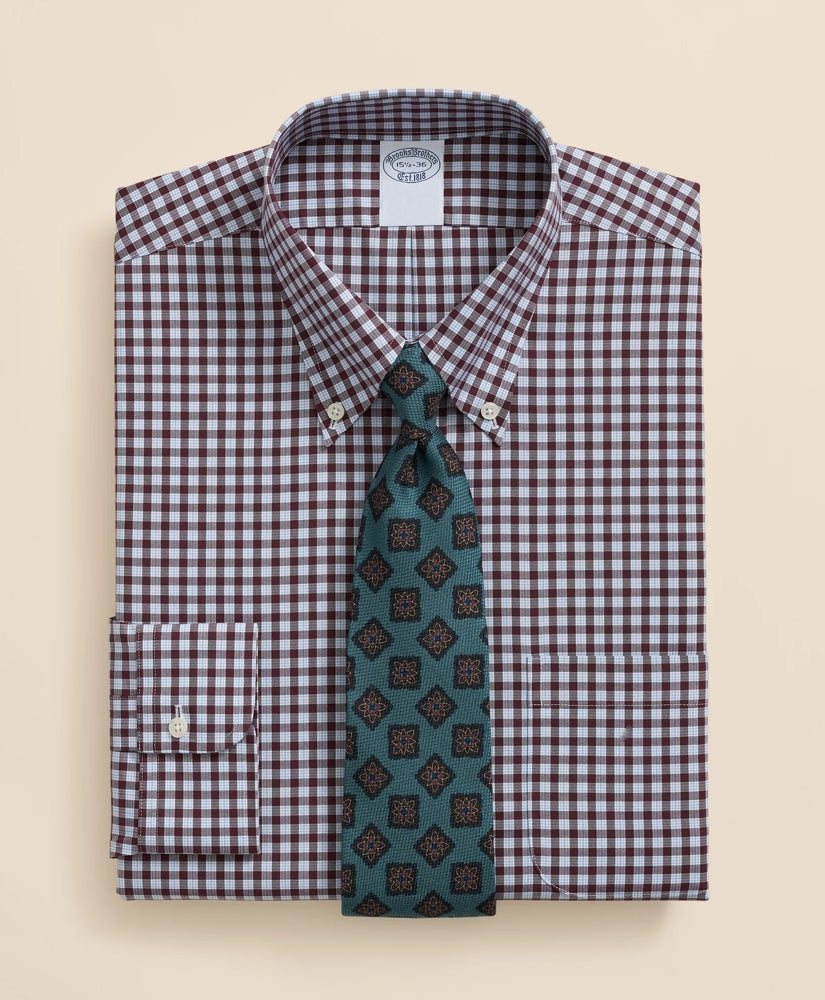 Stretch Supima® Cotton Non-Iron Pinpoint Oxford Polo Button Down Collar, Check Dress Shirt | Brooks Brothers on sale - US 4542
