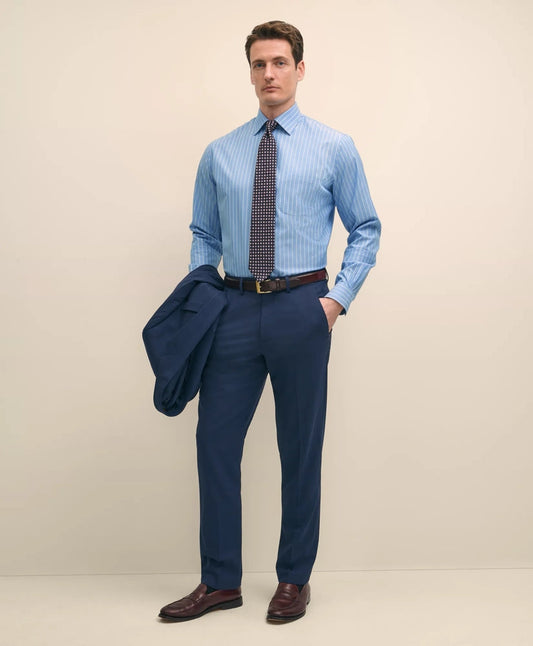 Stretch Supima® Cotton Non-Iron Royal Oxford Ainsley Collar, Striped Dress Shirt | Brooks Brothers on sale