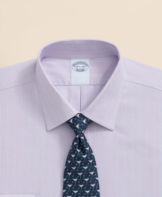Stretch Supima® Cotton Non-Iron Royal Oxford Ainsley Collar, Striped Dress Shirt | Brooks Brothers cheap