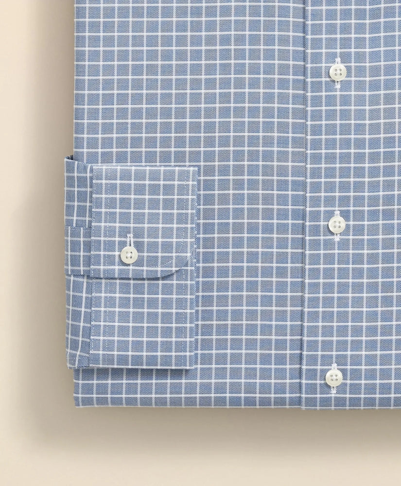 Stretch Supima® Cotton Non-Iron Textured Dobby Ainsley Collar, Graph Check Dress Shirt | Brooks Brothers cheap