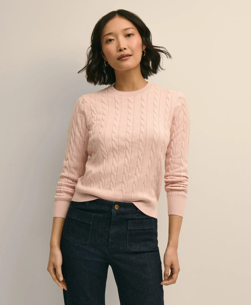 Supima® Cotton Cable Crewneck Sweater | Brooks Brothers discount - US 7065