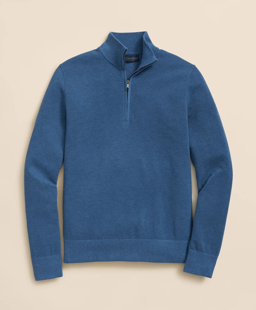 Supima® Cotton Pique Quarter-Zip Sweater | Brooks Brothers cheap - US 3933