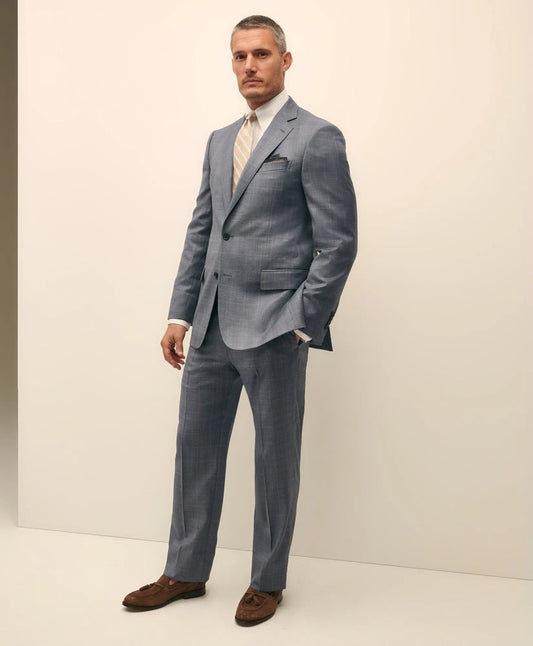 Traditional Fit Wool Overcheck 1818 Suit | Brooks Brothers on sale