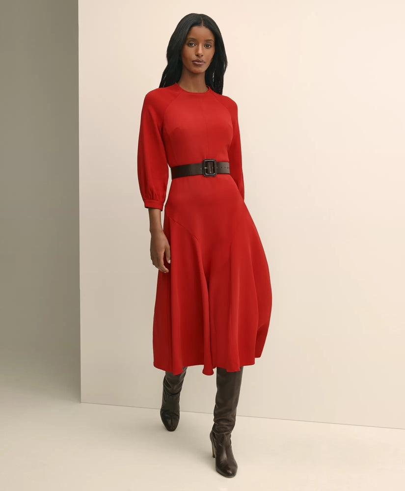Viscose Blend Shirred-Sleeve Dress | Brooks Brothers discount - US 7826