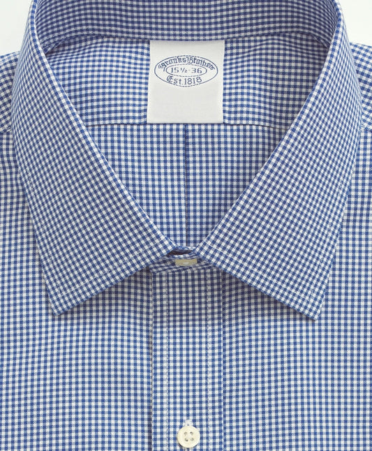 Stretch Supima® Cotton Non-Iron Pinpoint Oxford Ainsley Collar, Gingham Dress Shirt | Brooks Brothers online shop