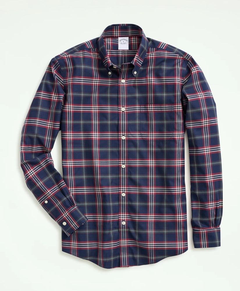 Stretch Supima® Cotton Non-Iron Twill Polo Button Down Collar, Tartan Shirt | Brooks Brothers discount - US 7131