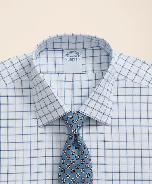Brooks Brothers Explorer Collection Non-Iron Twill Ainsley Collar, Windowpane Dress Shirt | Brooks Brothers for sale