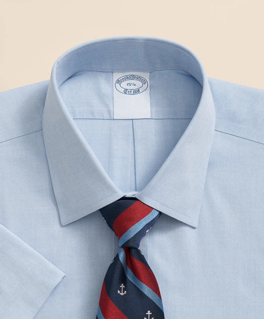 Stretch Supima® Cotton Non-Iron Ainsley Collar, Short-Sleeve Dress Shirt | Brooks Brothers on sale