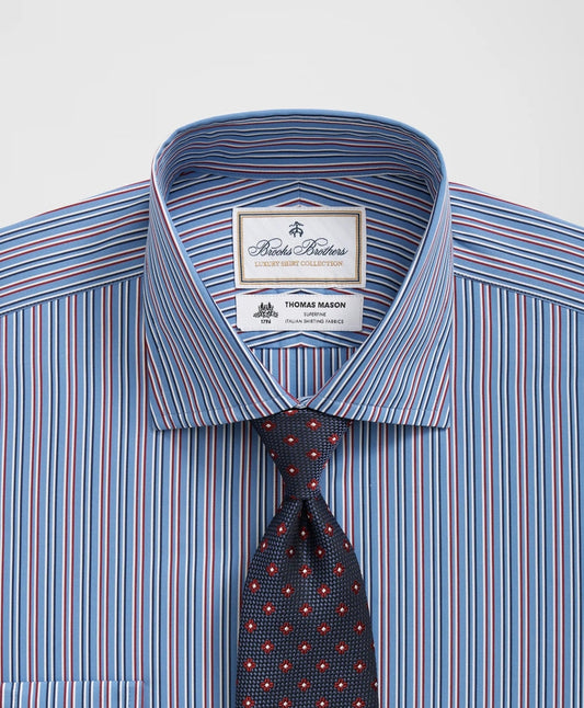 Brooks Brothers X Thomas Mason® Cotton English Collar, Multi-Striped Dress Shirt | Brooks Brothers online