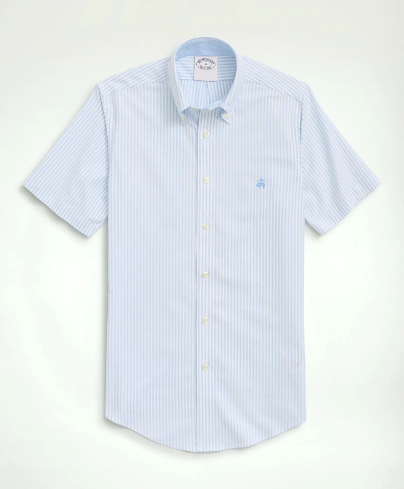 Stretch Non-Iron Oxford Button-Down Collar, Bengal Stripe Short- Sleeve Sport Shirt | Brooks Brothers sale - US 2648