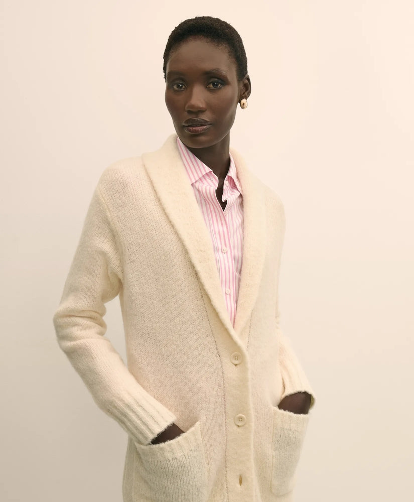 Alpaca-Wool Blend Shawl Collar Tunic Cardigan | Brooks Brothers sale