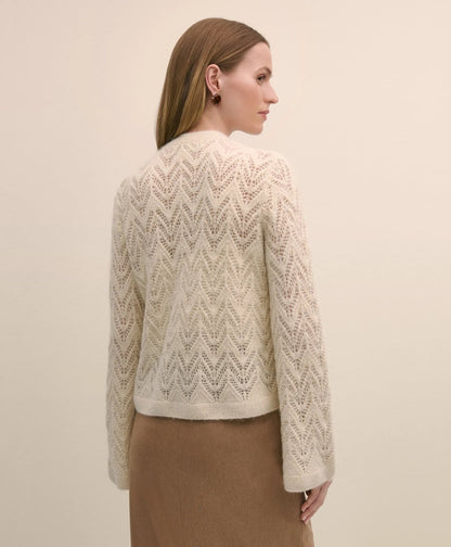 Alpaca-Wool Blend Pointelle Bell-Sleeve Sweater | Brooks Brothers online shop