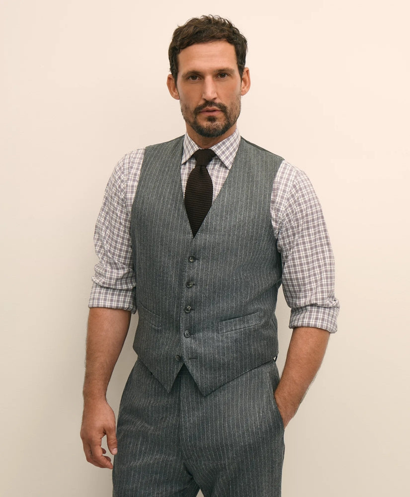 Archive Pinstripe Vest in Wool Flannel | Brooks Brothers for sale