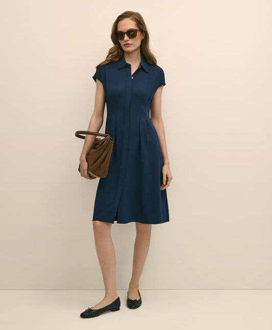 A-Line Pleated Shirt Dress | Brooks Brothers online shop