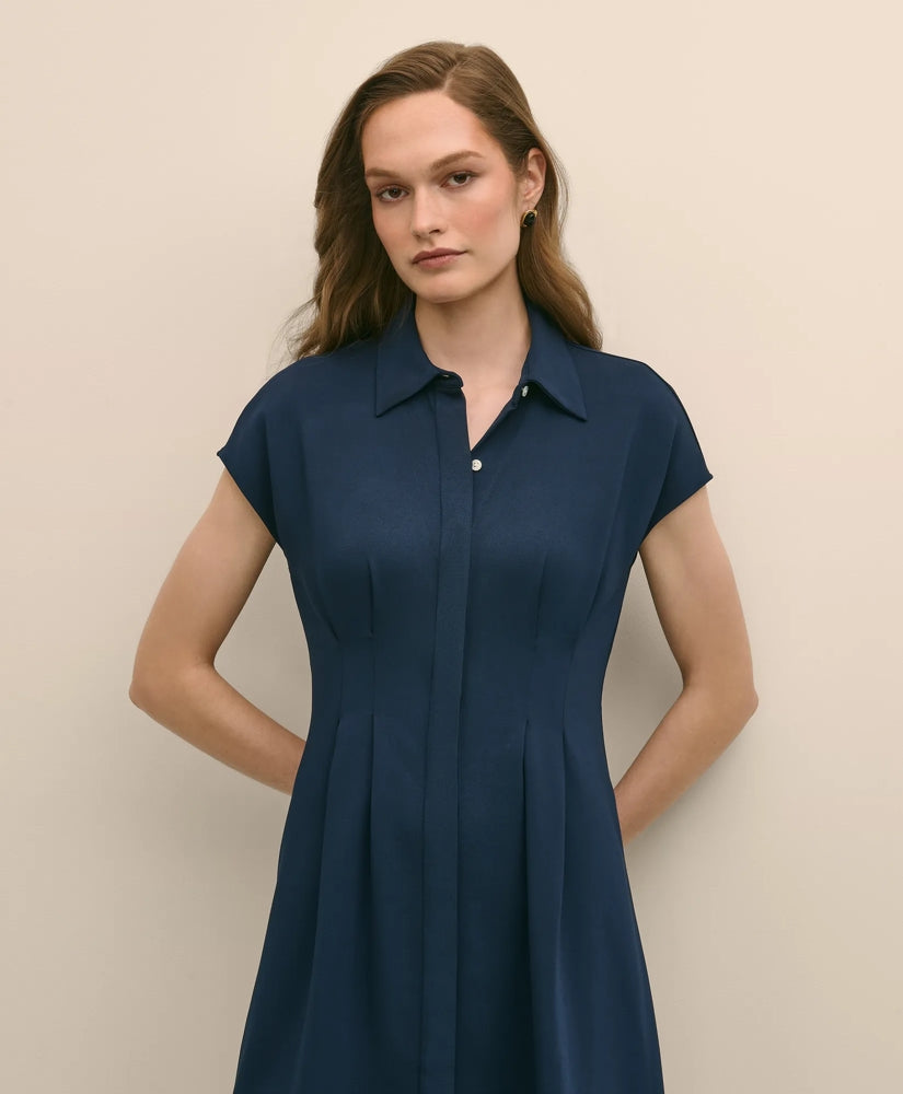 A-Line Pleated Shirt Dress | Brooks Brothers online shop