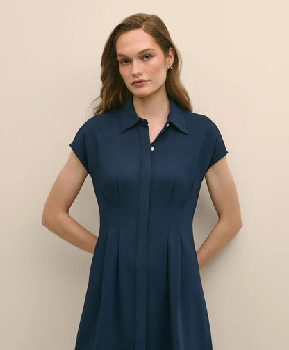 A-Line Pleated Shirt Dress | Brooks Brothers online shop