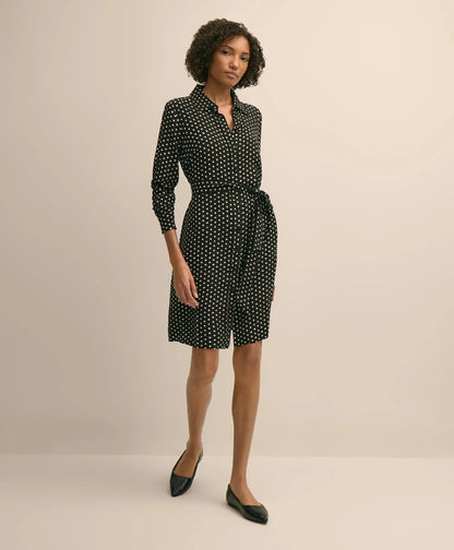 Belted Dot-Print Shirt Dress | Brooks Brothers sale