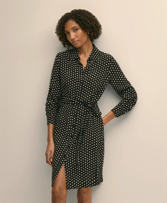 Belted Dot-Print Shirt Dress | Brooks Brothers sale