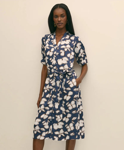 Belted Modal Shirt Dress in Abstract Floral Print | Brooks Brothers online shop