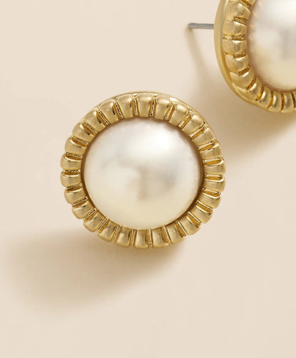 Bezel Frame Faux-Pearl Stud Earrings | Brooks Brothers for sale