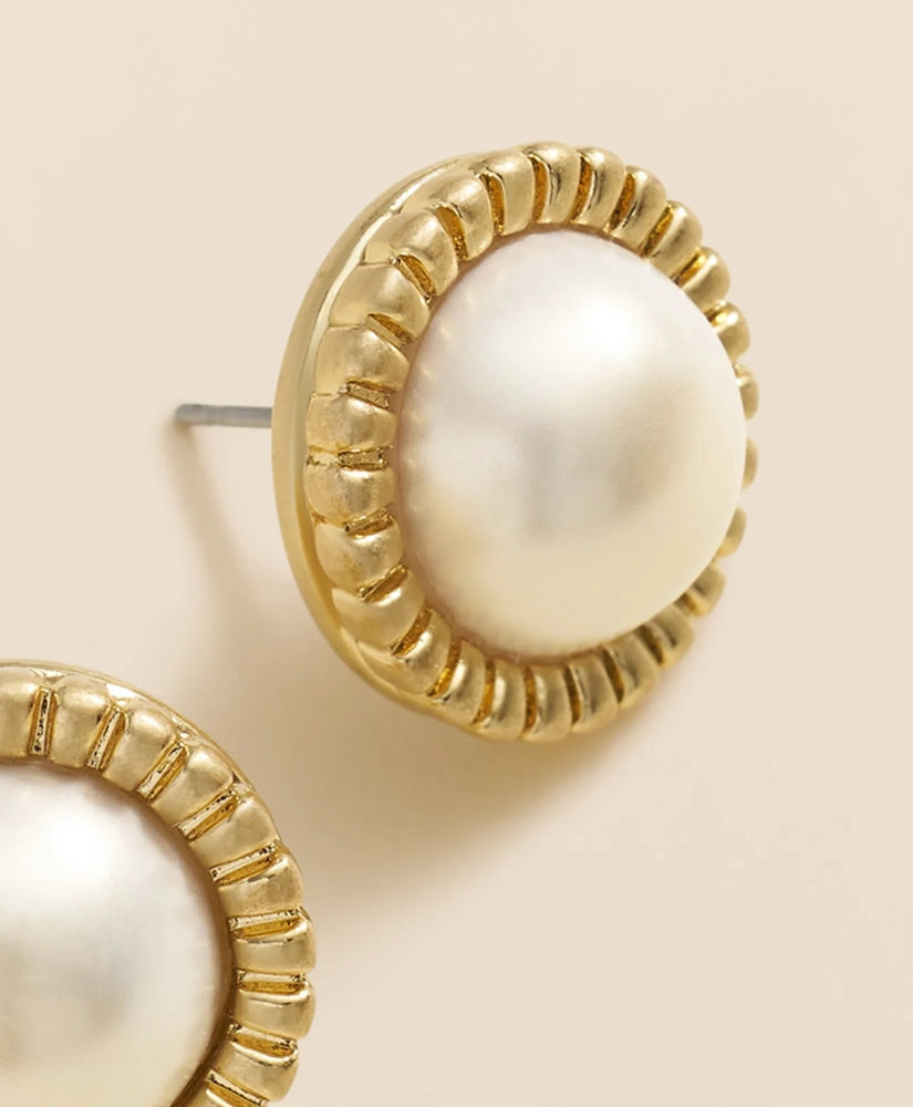Bezel Frame Faux-Pearl Stud Earrings | Brooks Brothers for sale