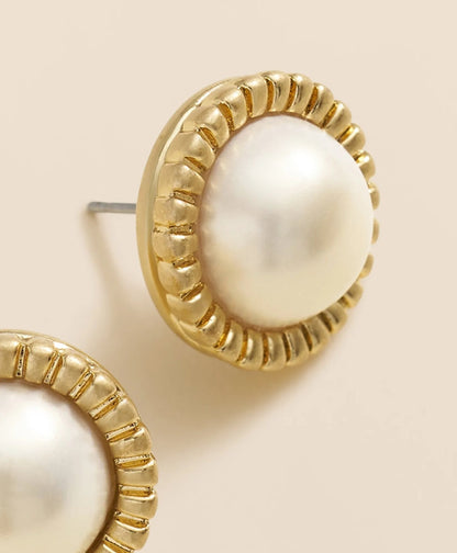 Bezel Frame Faux-Pearl Stud Earrings | Brooks Brothers for sale