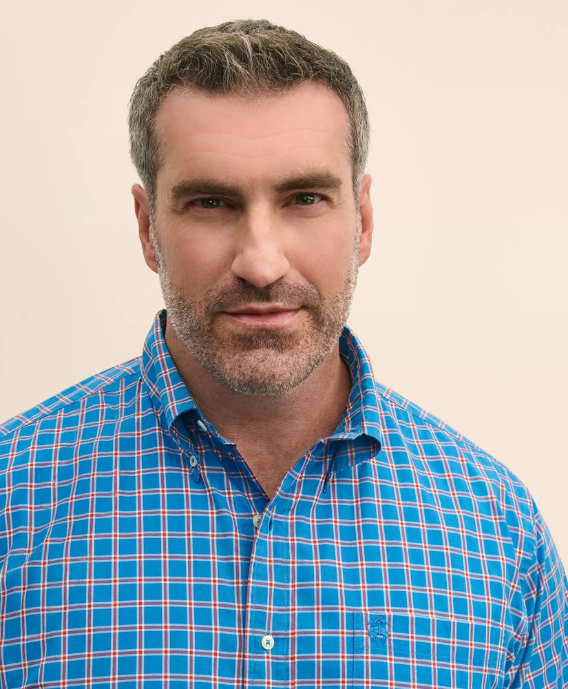 Big & Tall Friday Shirt, Poplin Check | Brooks Brothers sale